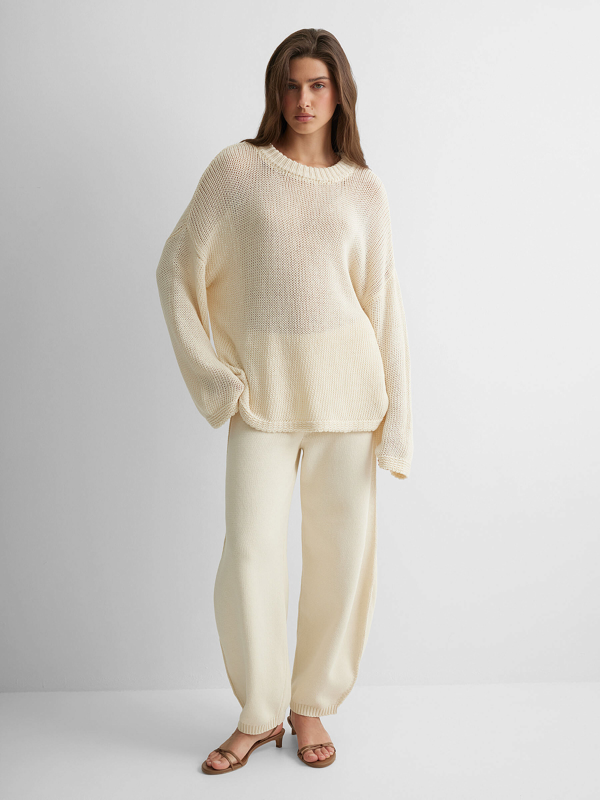 Джемпер сеточка из 100% хлопка, молочный