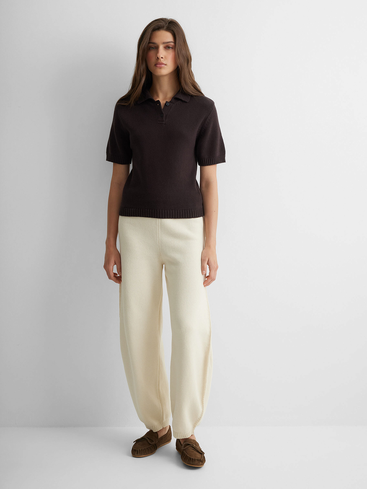 Поло с коротким рукавом из 100% хлопка, коричневый