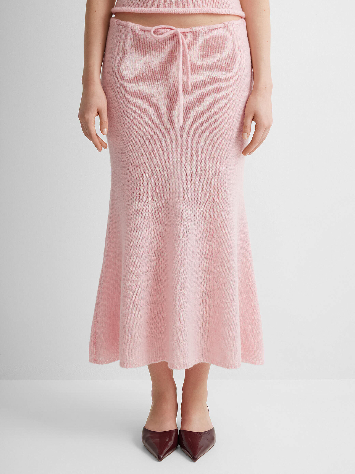 Юбка миди из мохера, розовый