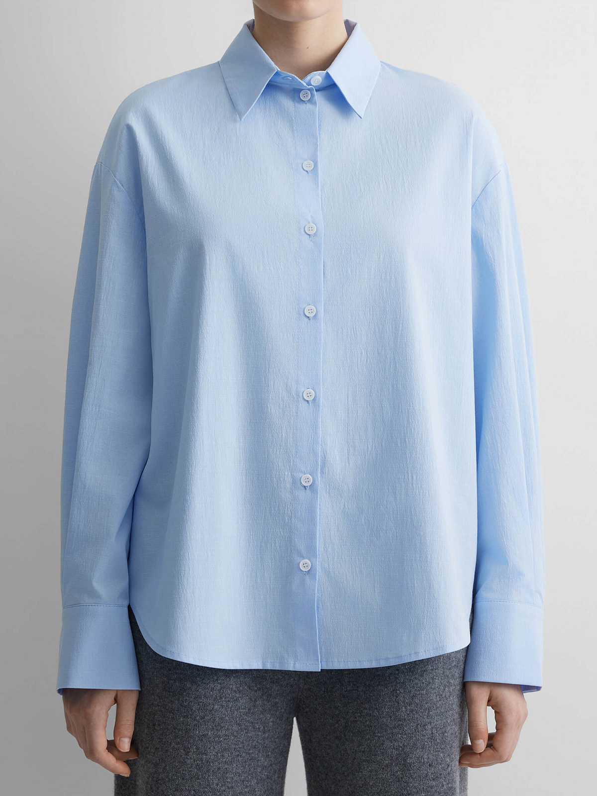 Рубашка свободного кроя 0221, голубой
