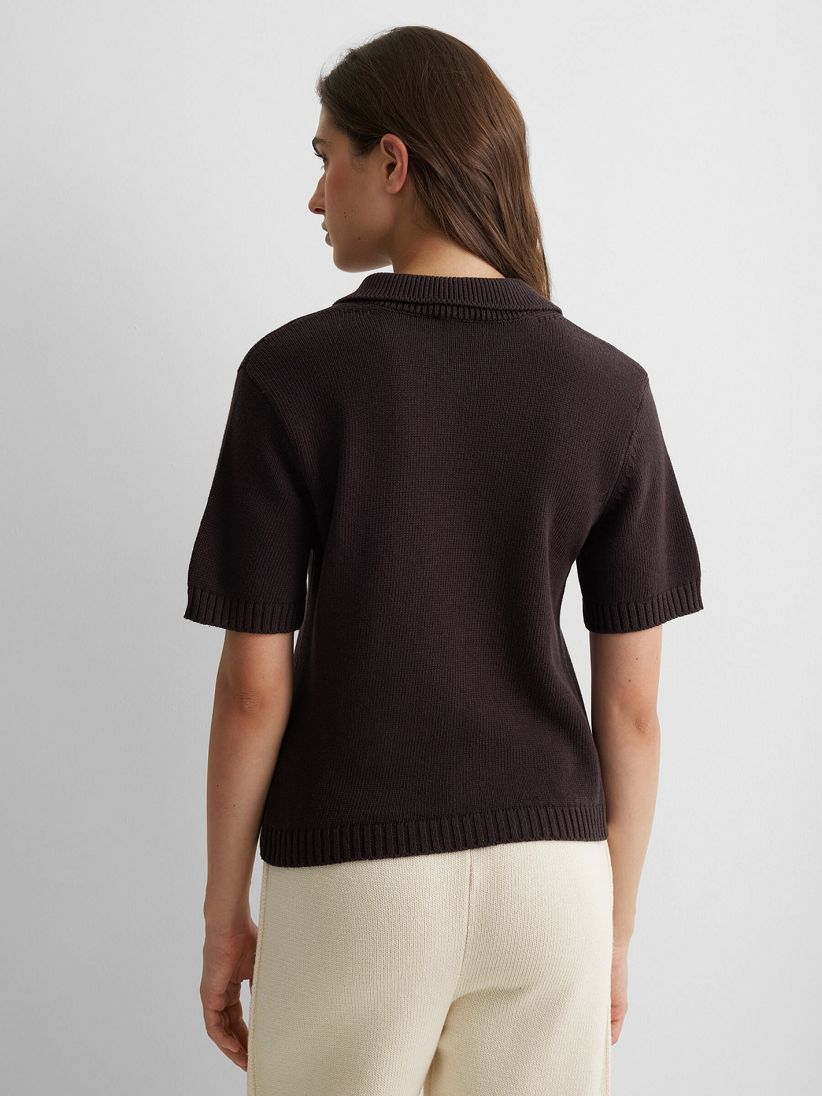 Поло с коротким рукавом из 100% хлопка, коричневый