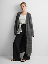 Кардиган удлиненный из мохера, серый