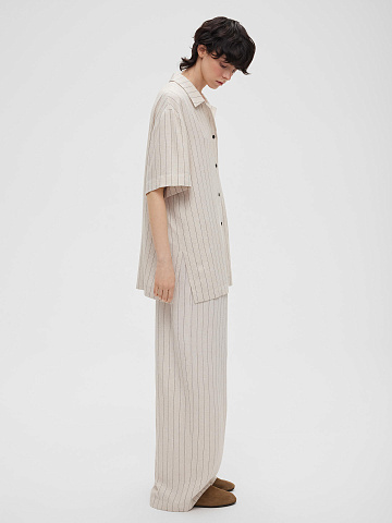 Брюки льняные на резинке в полоску, фото 2