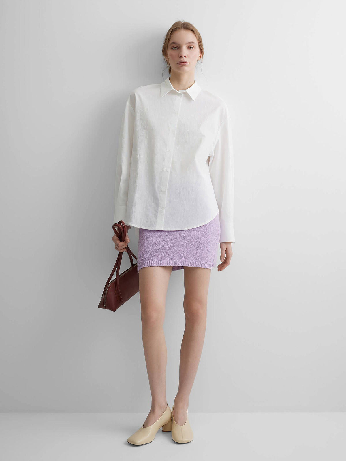 Рубашка свободного кроя 0221, молочный