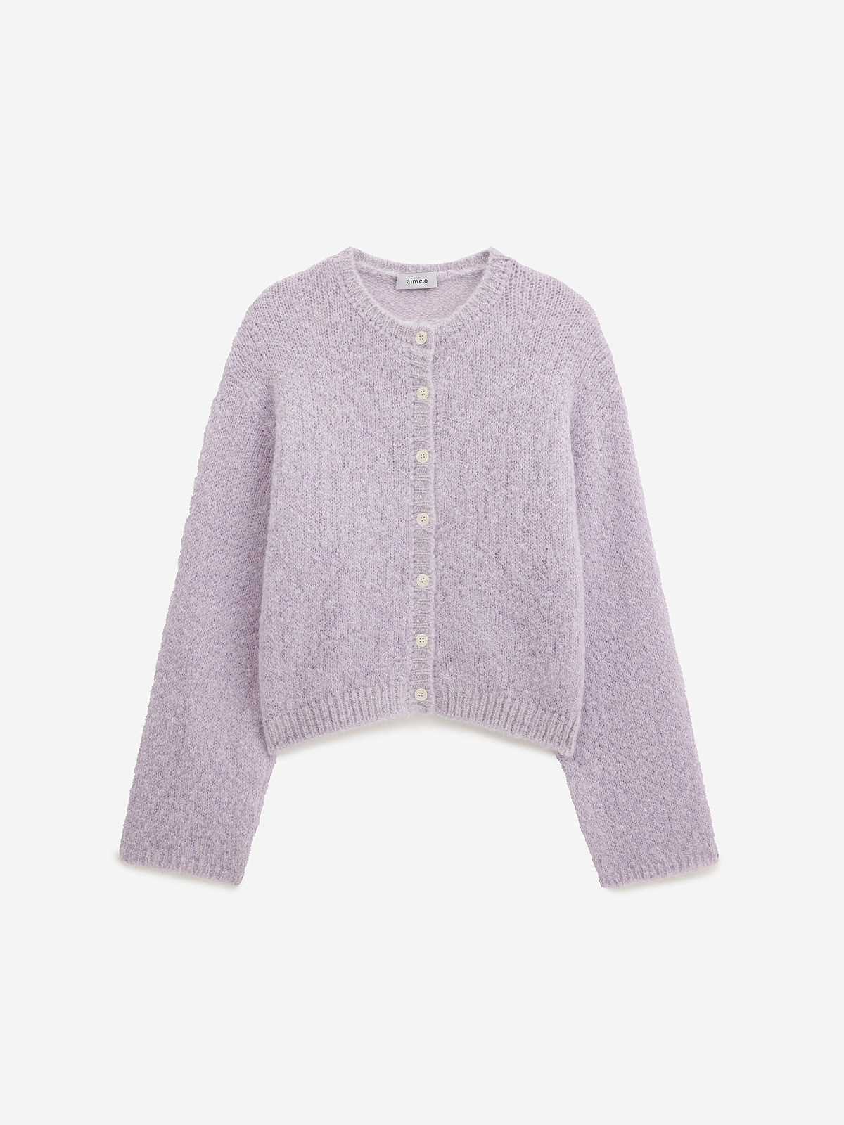 Кардиган на пуговицах из мохера, лавандовый