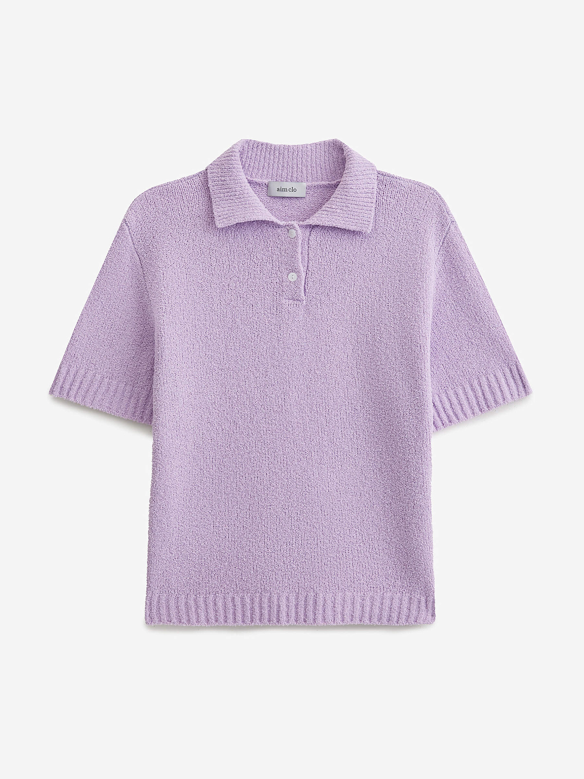 Поло с коротким рукавом из хлопка букле, лавандовый