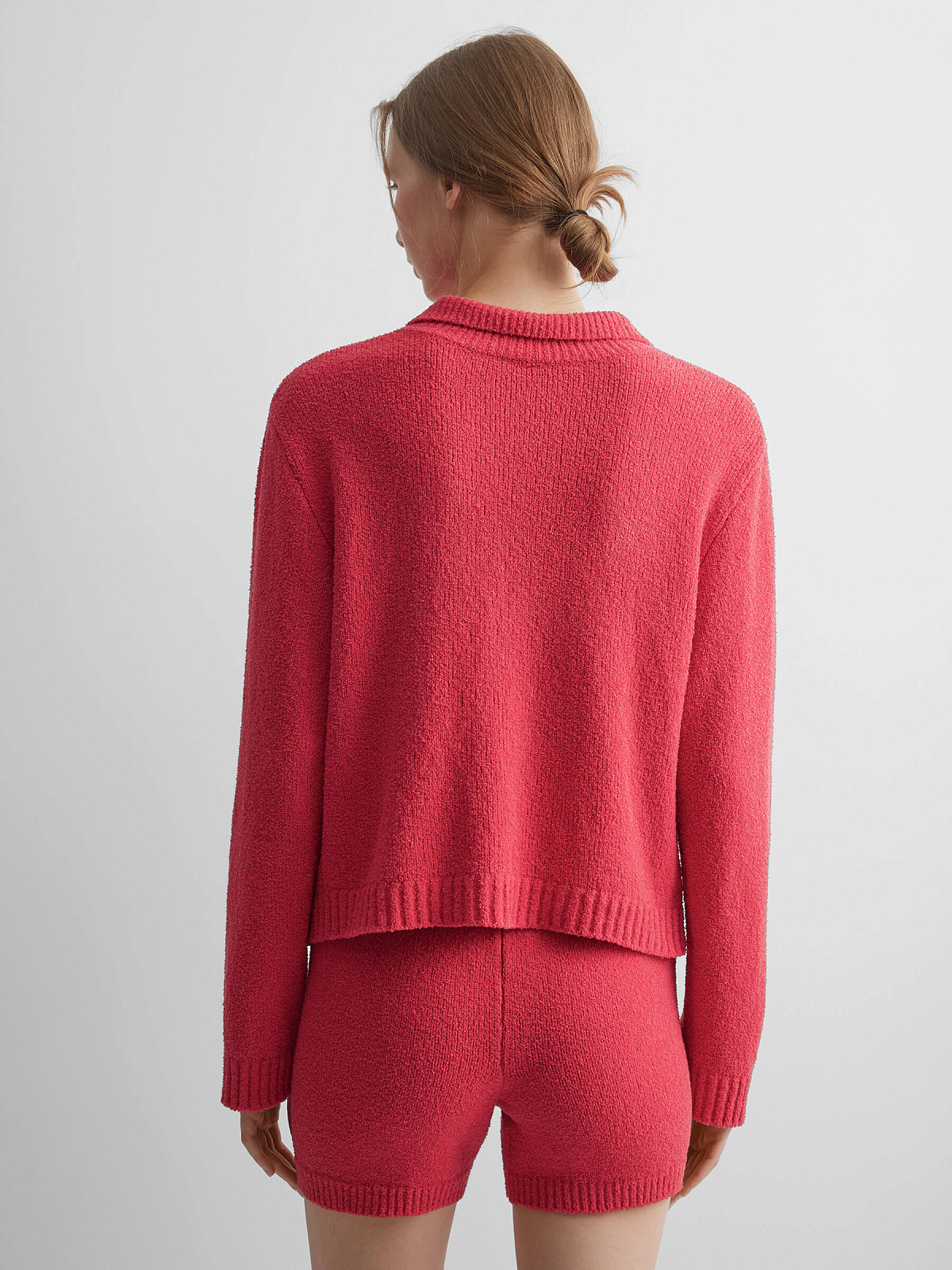 Кардиган из хлопка букле, красный