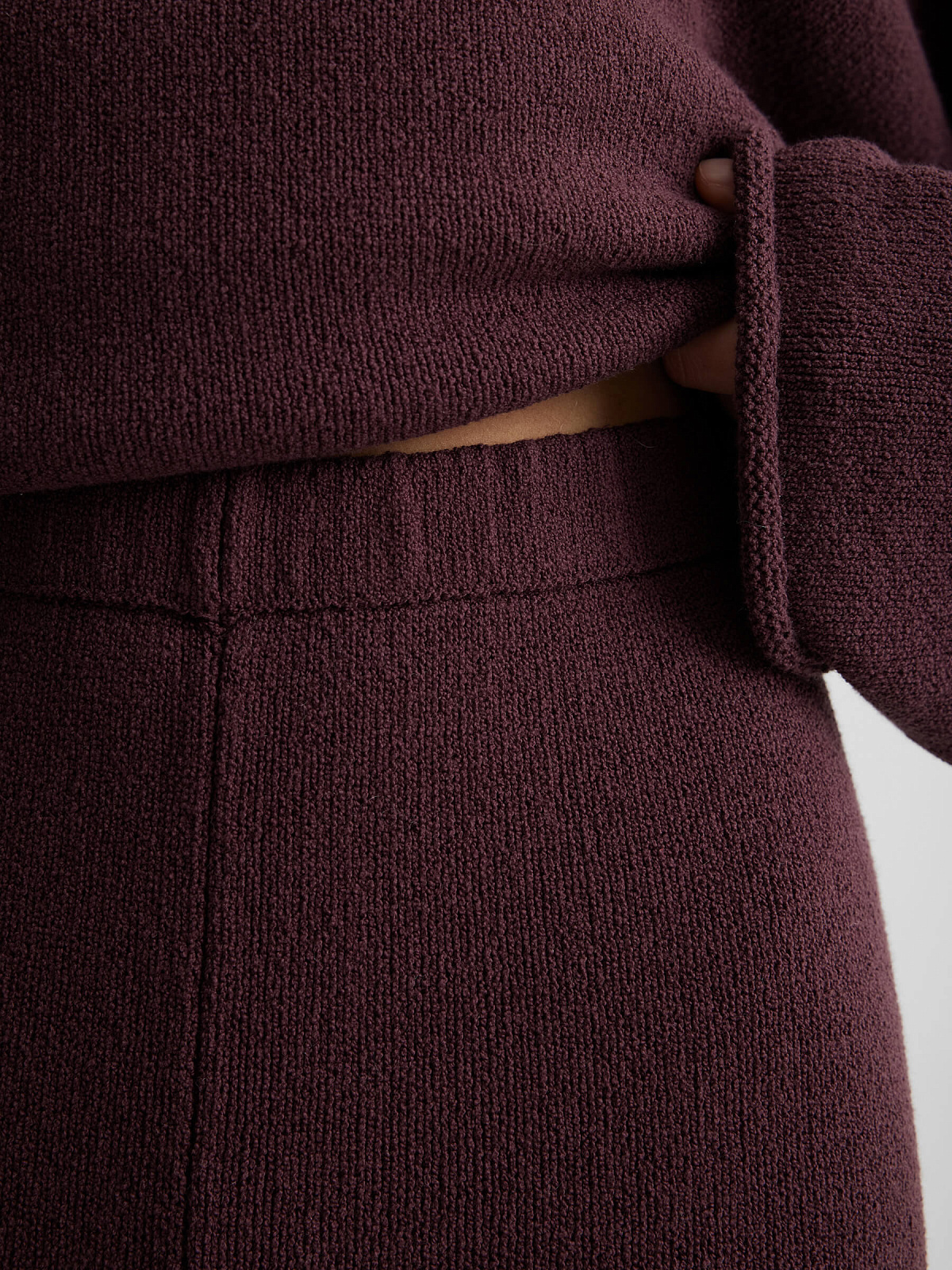 Брюки клеш из хлопка букле, сливовый