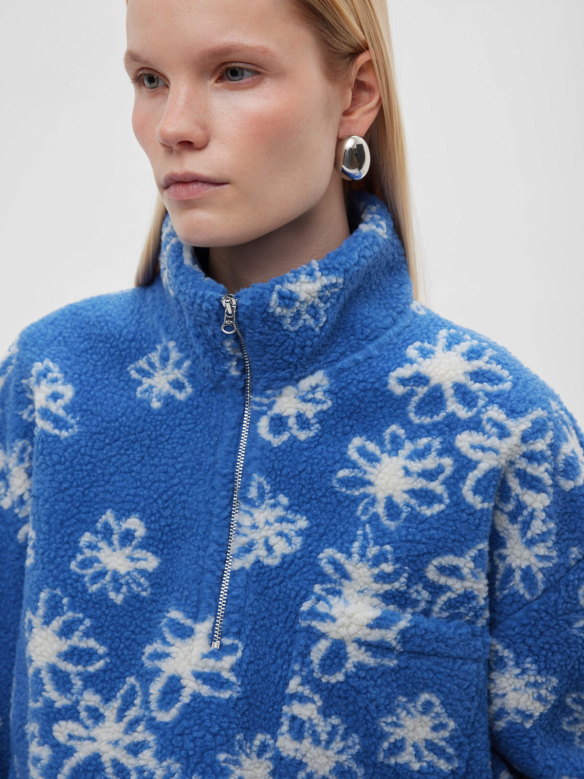 Толстовка флисовая с замком 0217, синий, фото 4