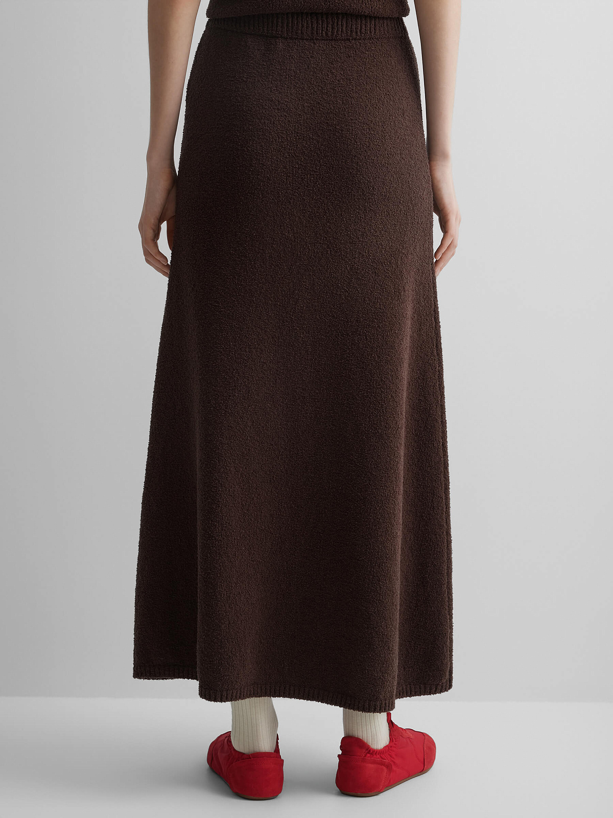 Юбка А-образного силуэта из хлопка букле, коричневый