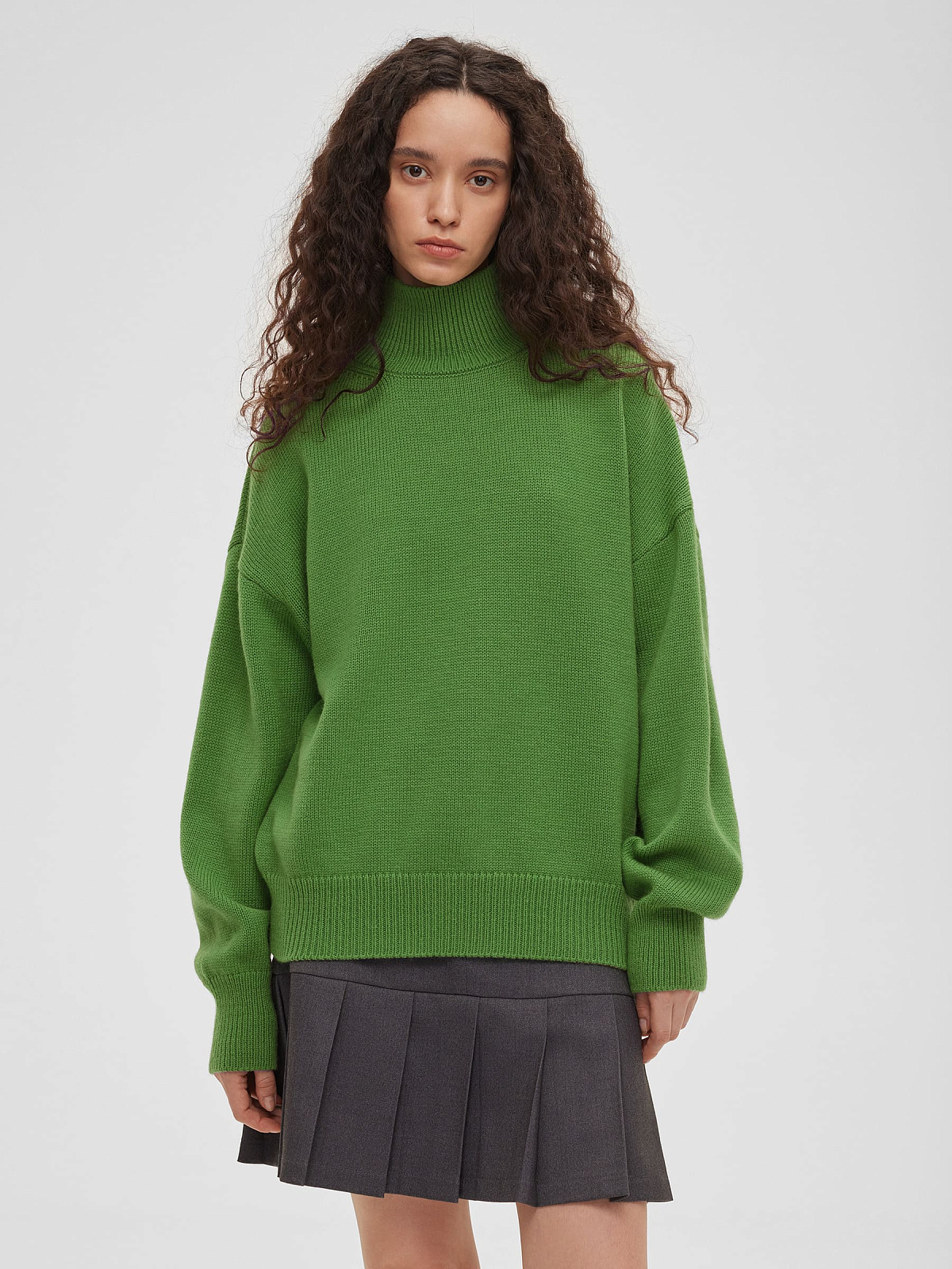 Свитер свободного кроя, зеленый