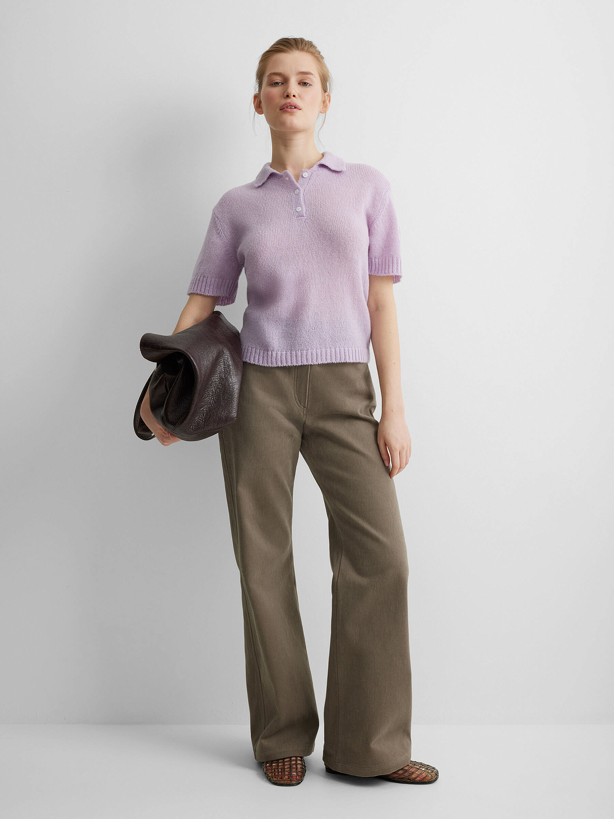 Поло с коротким рукавом из мохера, лавандовый