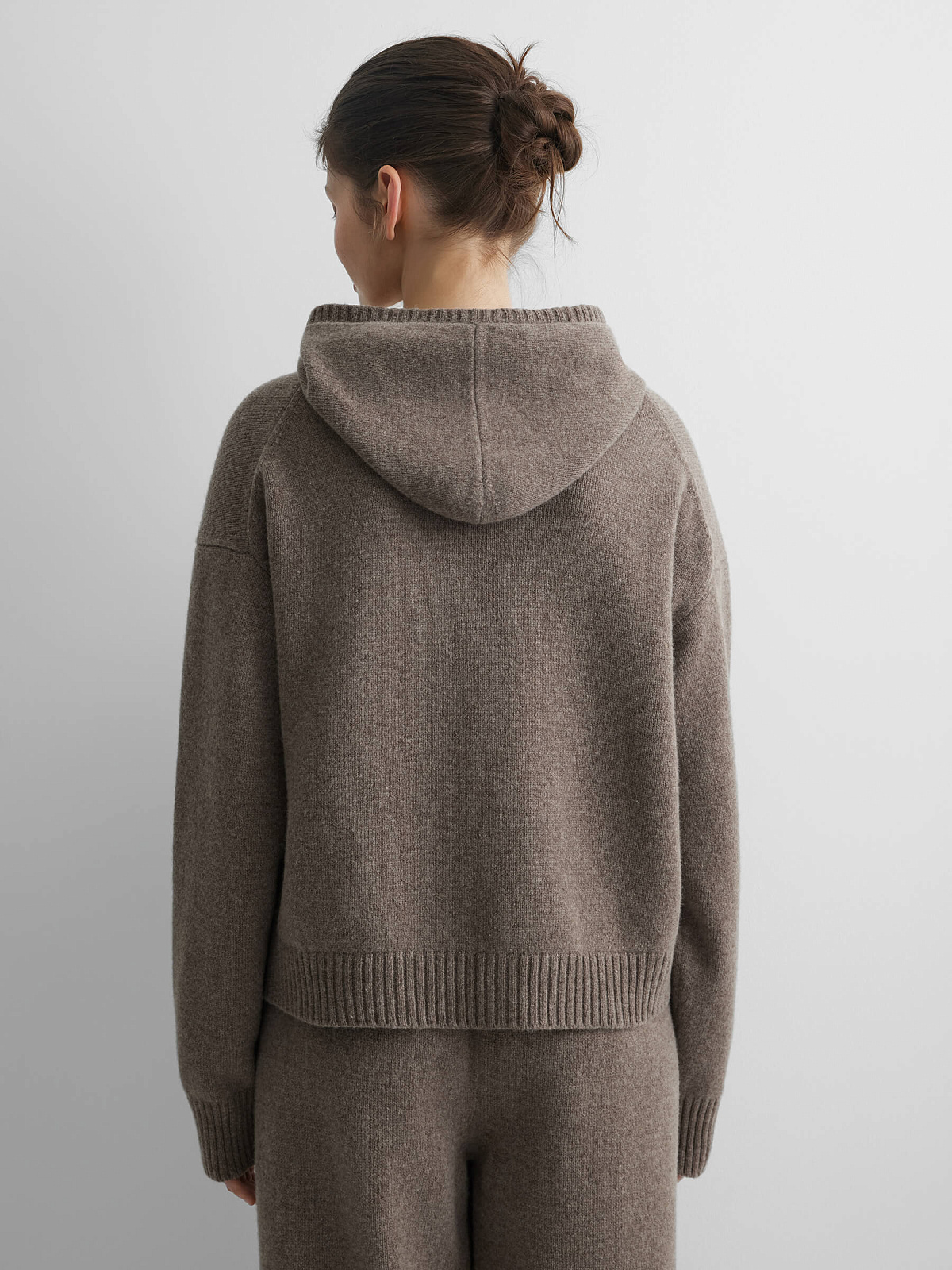 Худи из 100% мериноса, коричневый меланж
