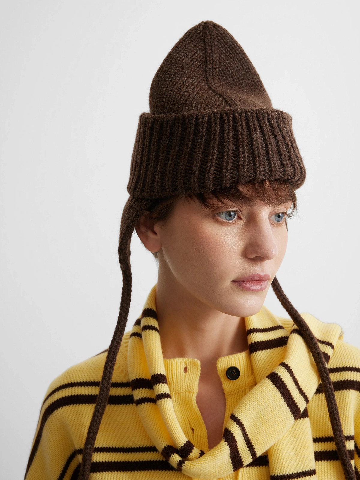 Шапка с ушками, коричневый меланж, фото 5