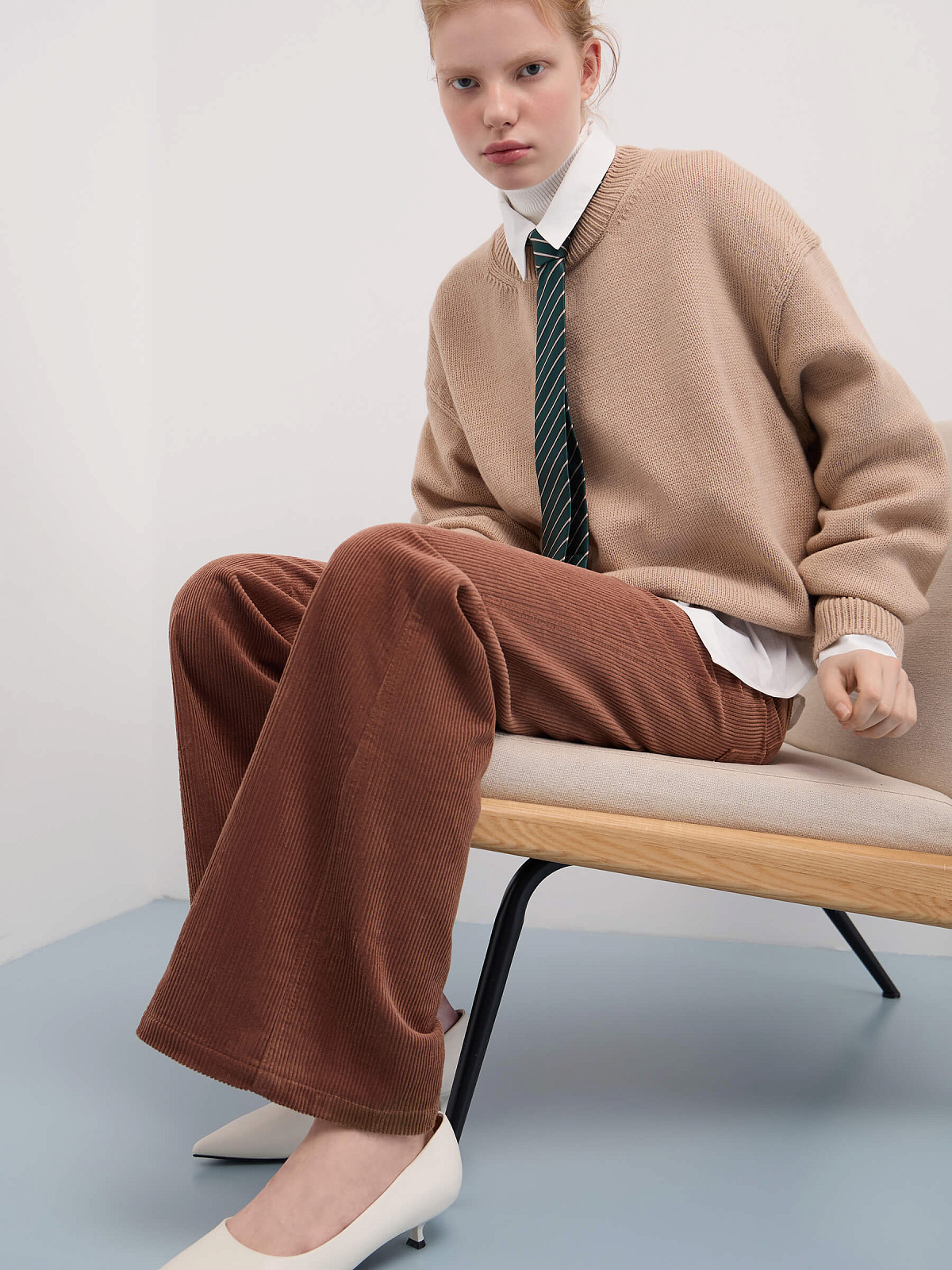 Джемпер свободного кроя, бежевый