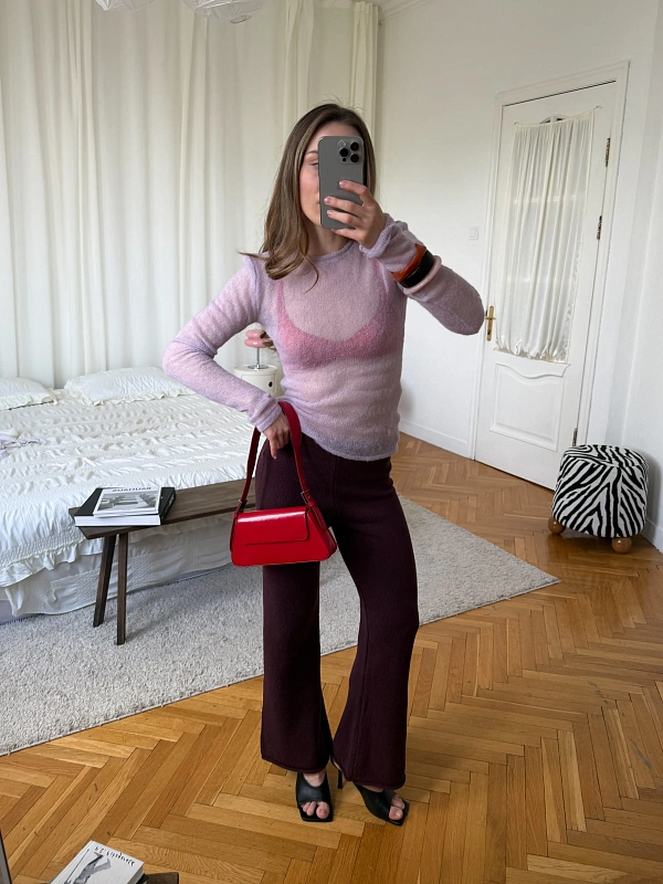 Джемпер вязаный из мохера, лавандовый, фото 1