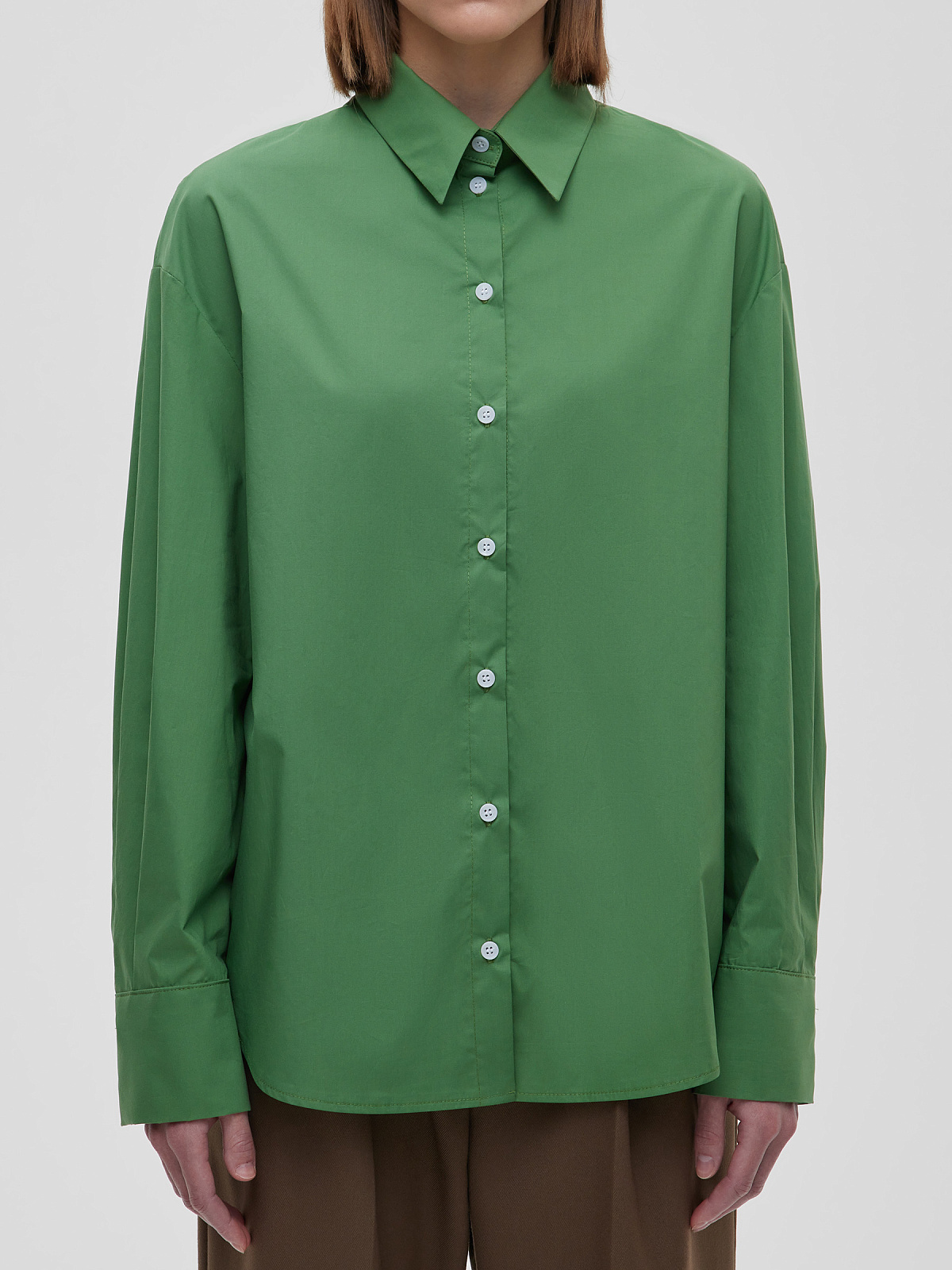 Рубашка свободного кроя с защипами, зеленый