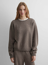 Джемпер свободного кроя из 100% мериноса, коричневый меланж