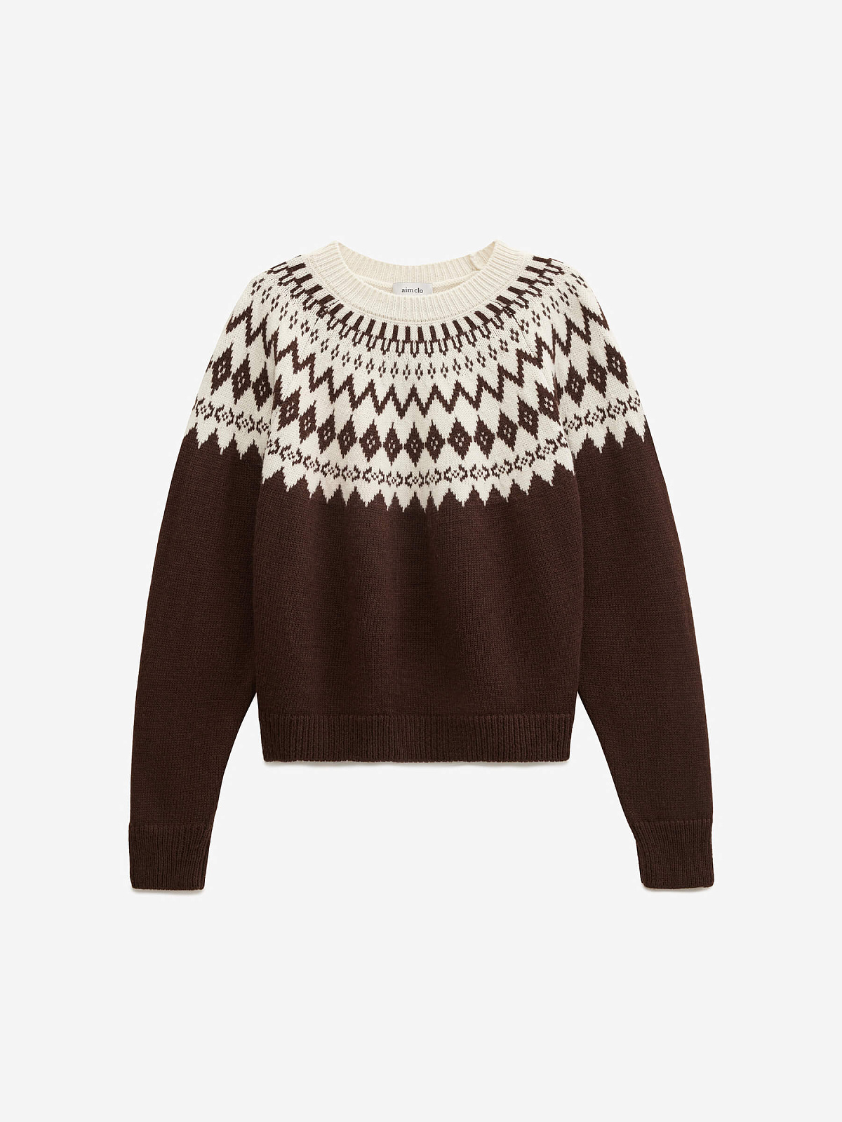 Джемпер с узором фэйр айл, коричневый