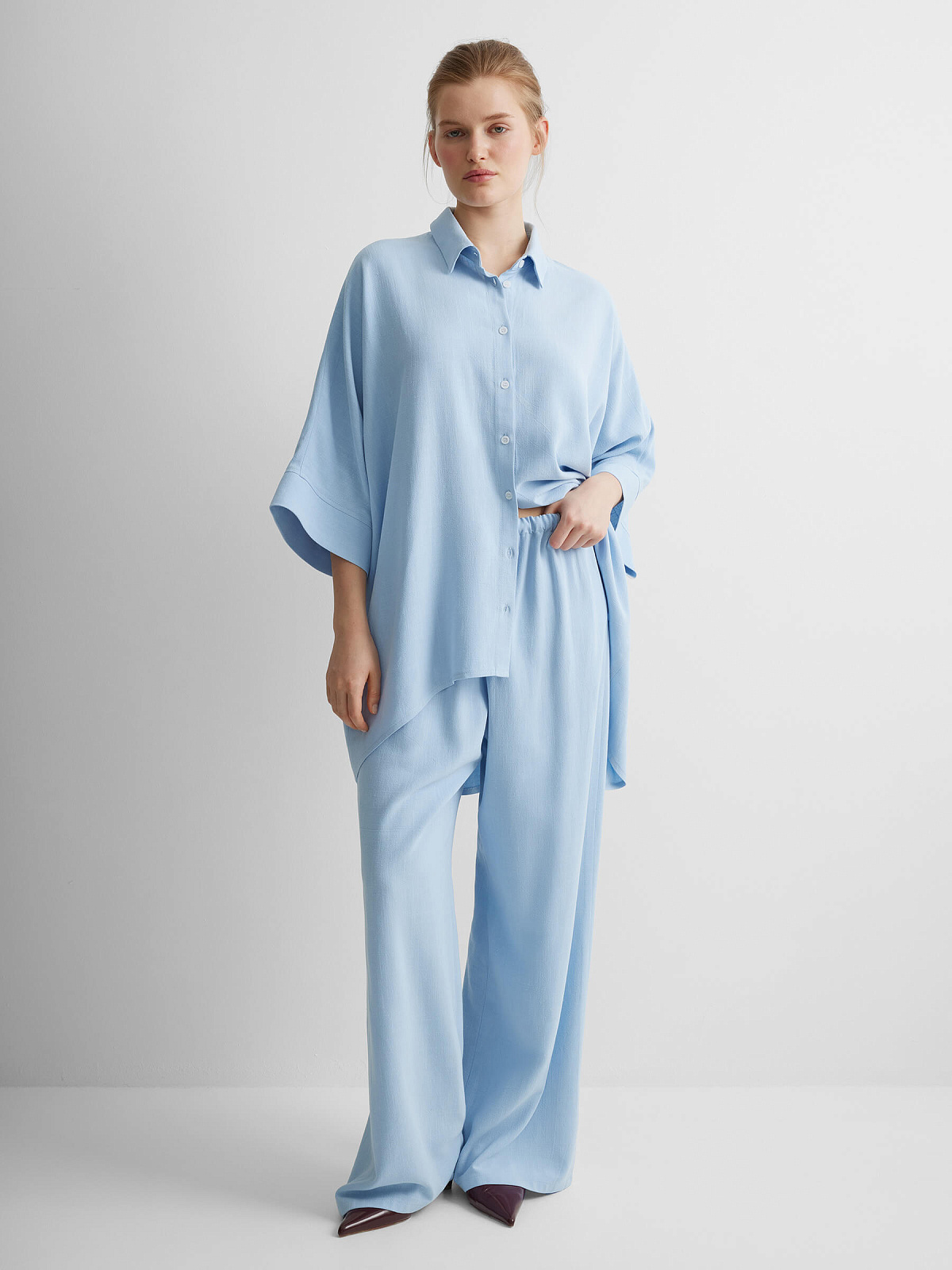 Костюм изо льна 0222, голубой