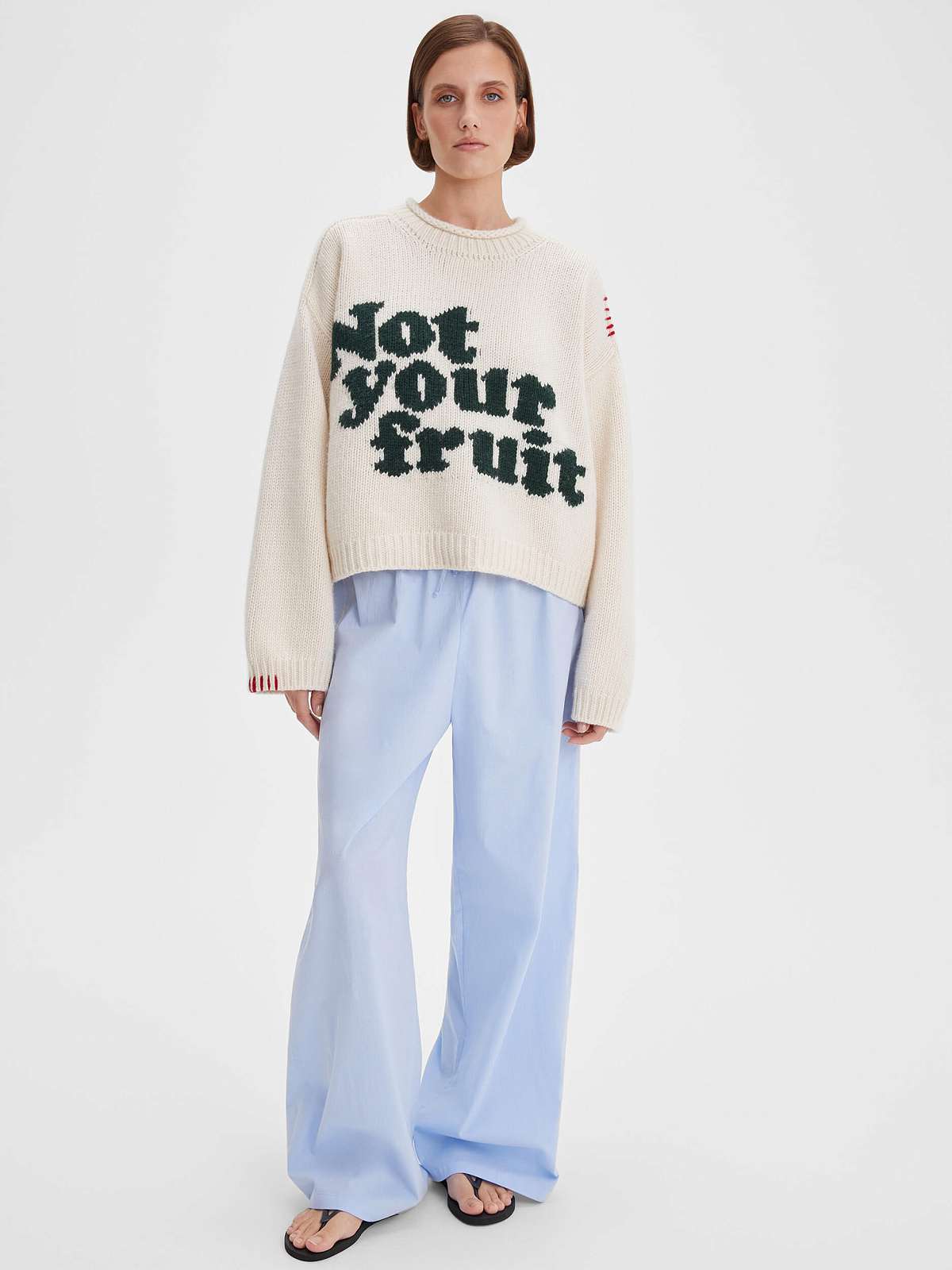 Джемпер с интарсией Not your fruit, молочный