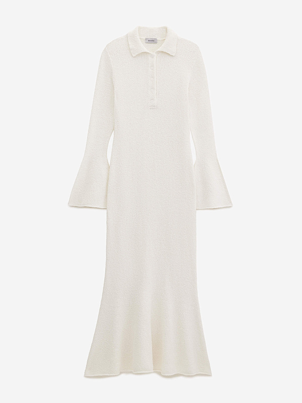 Платье поло с длинным рукавом из хлопка букле, фото 1