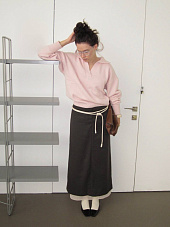 Джемпер-поло свободного кроя, розовый