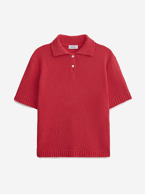 Поло с коротким рукавом из хлопка букле, фото 1