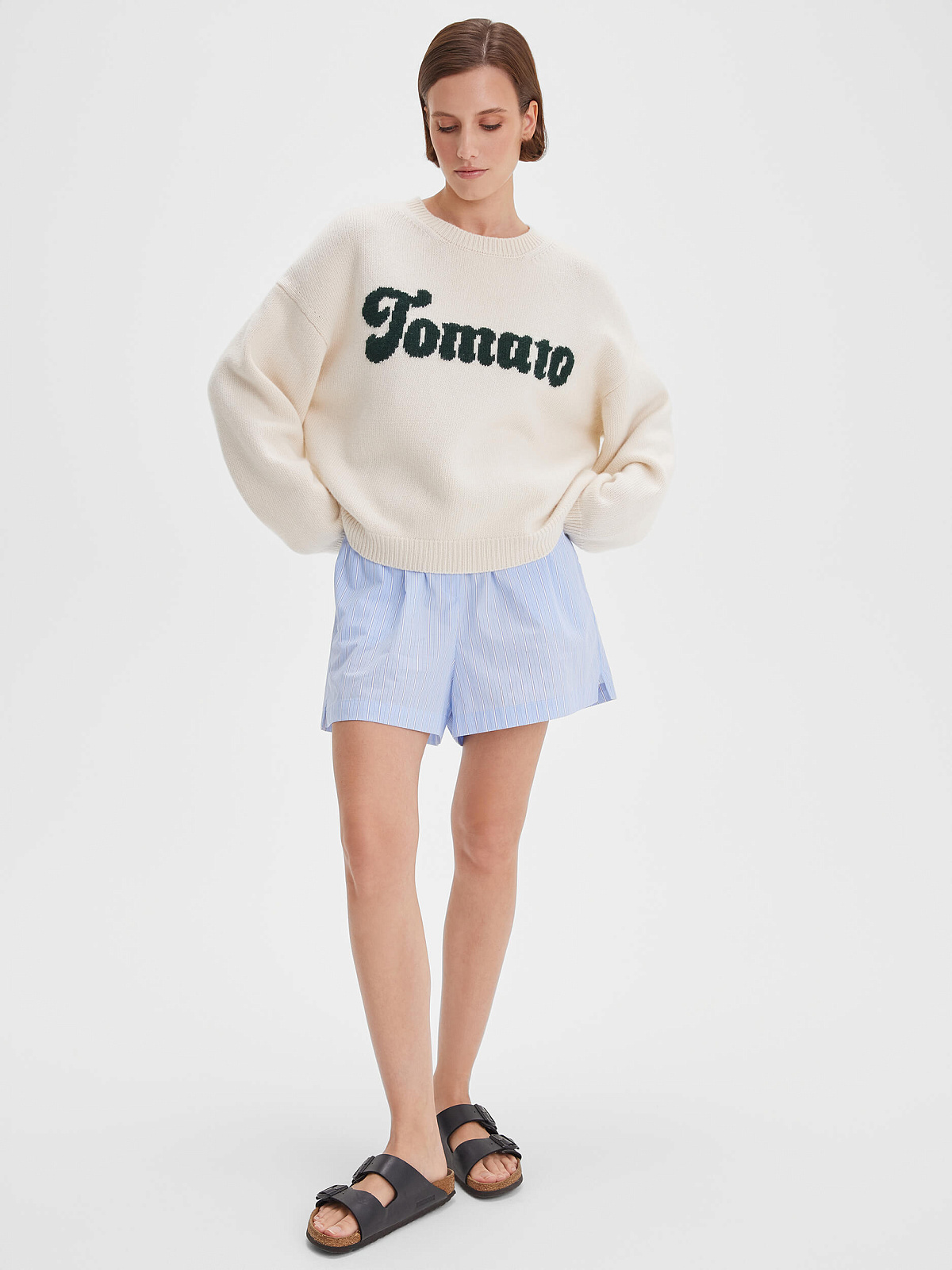 Джемпер с интарсией Tomato, молочный
