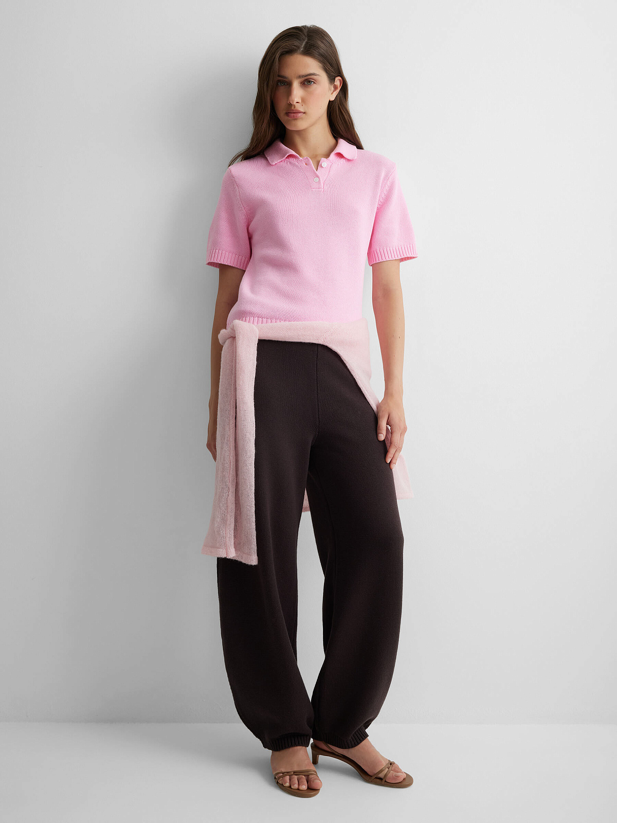 Поло с коротким рукавом из 100% хлопка, розовый