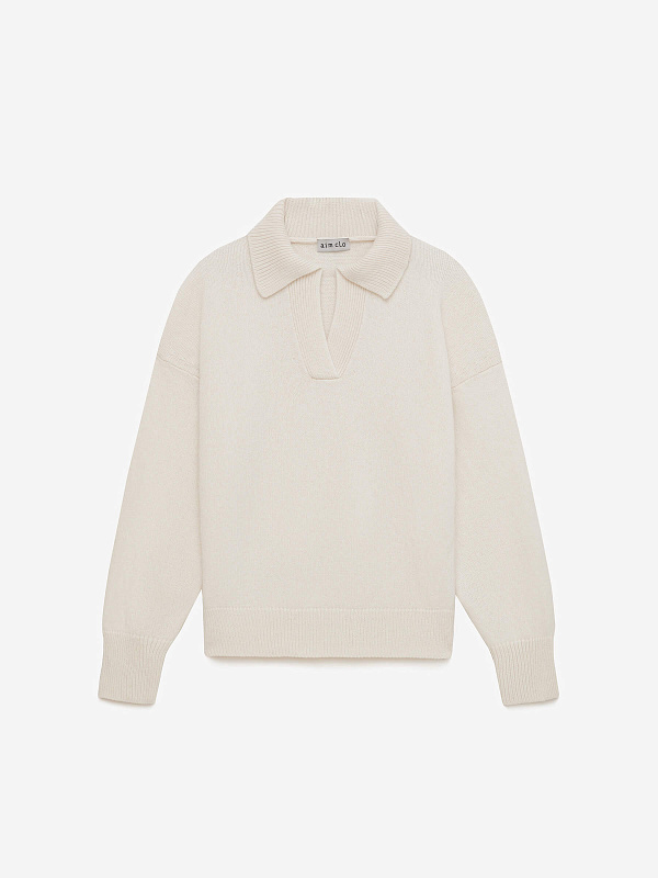 Джемпер-поло свободного кроя из кашемира и шерсти, фото 1