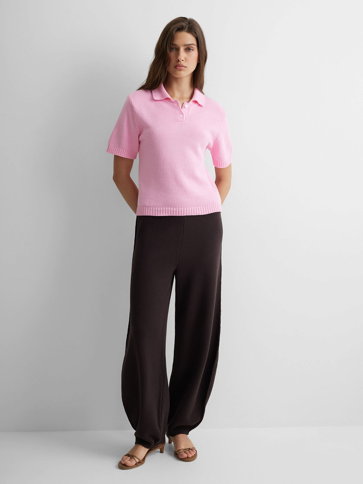 Поло с коротким рукавом из 100% хлопка, розовый