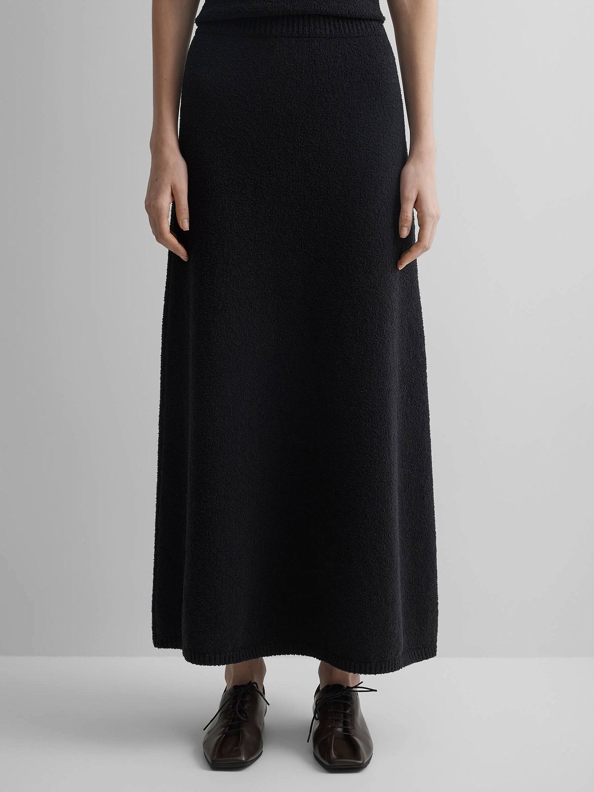 Юбка А-образного силуэта из хлопка букле, черный