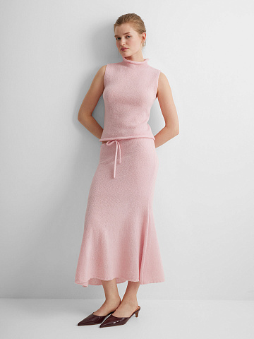 Юбка миди из мохера, розовый