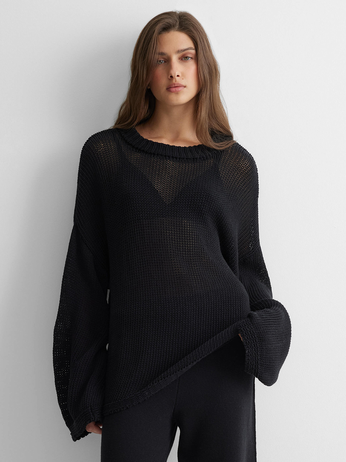 Джемпер сеточка из 100% хлопка, черный
