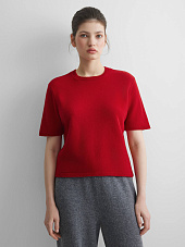 Джемпер с коротким рукавом из 100% мериноса, красный