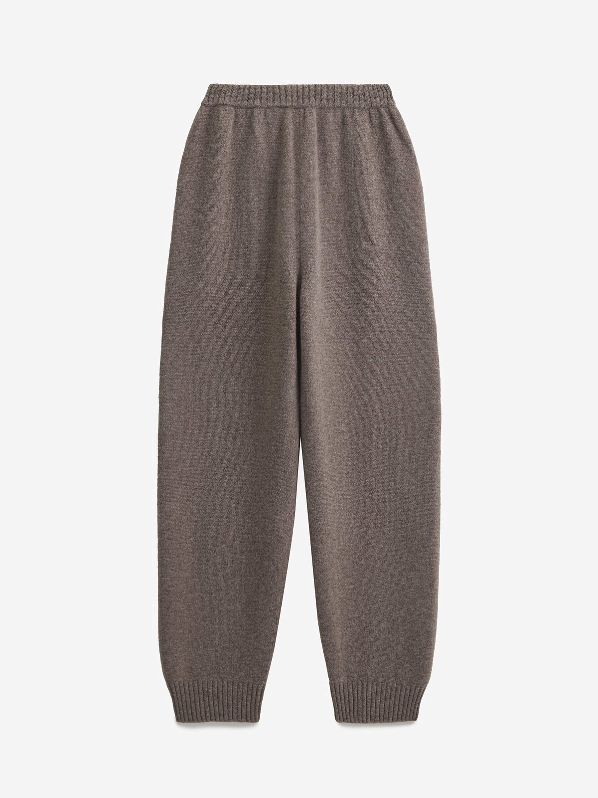 Брюки вязаные джоггеры из 100% мериноса, коричневый меланж