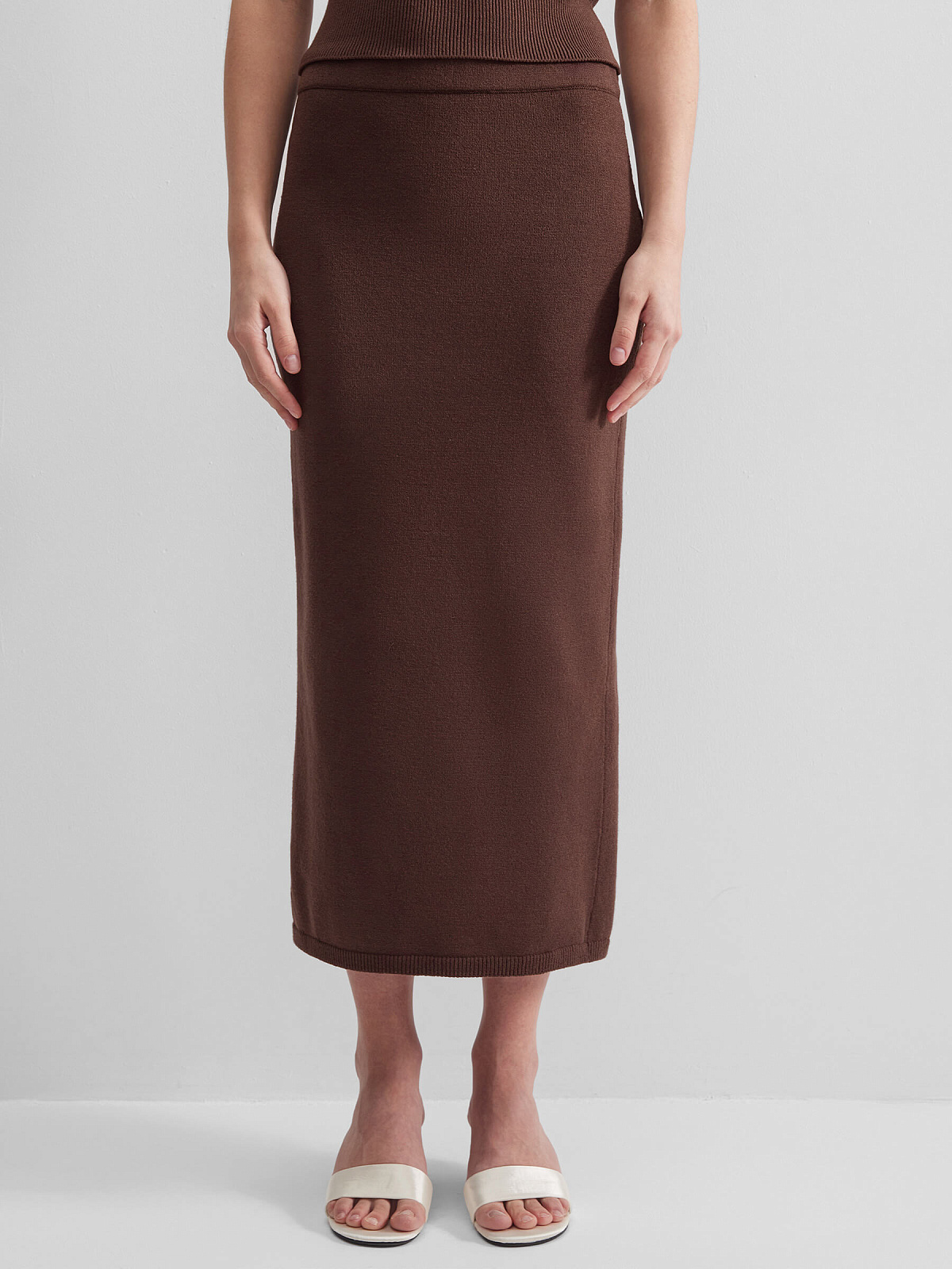 Юбка макси из вискозы, коричневый