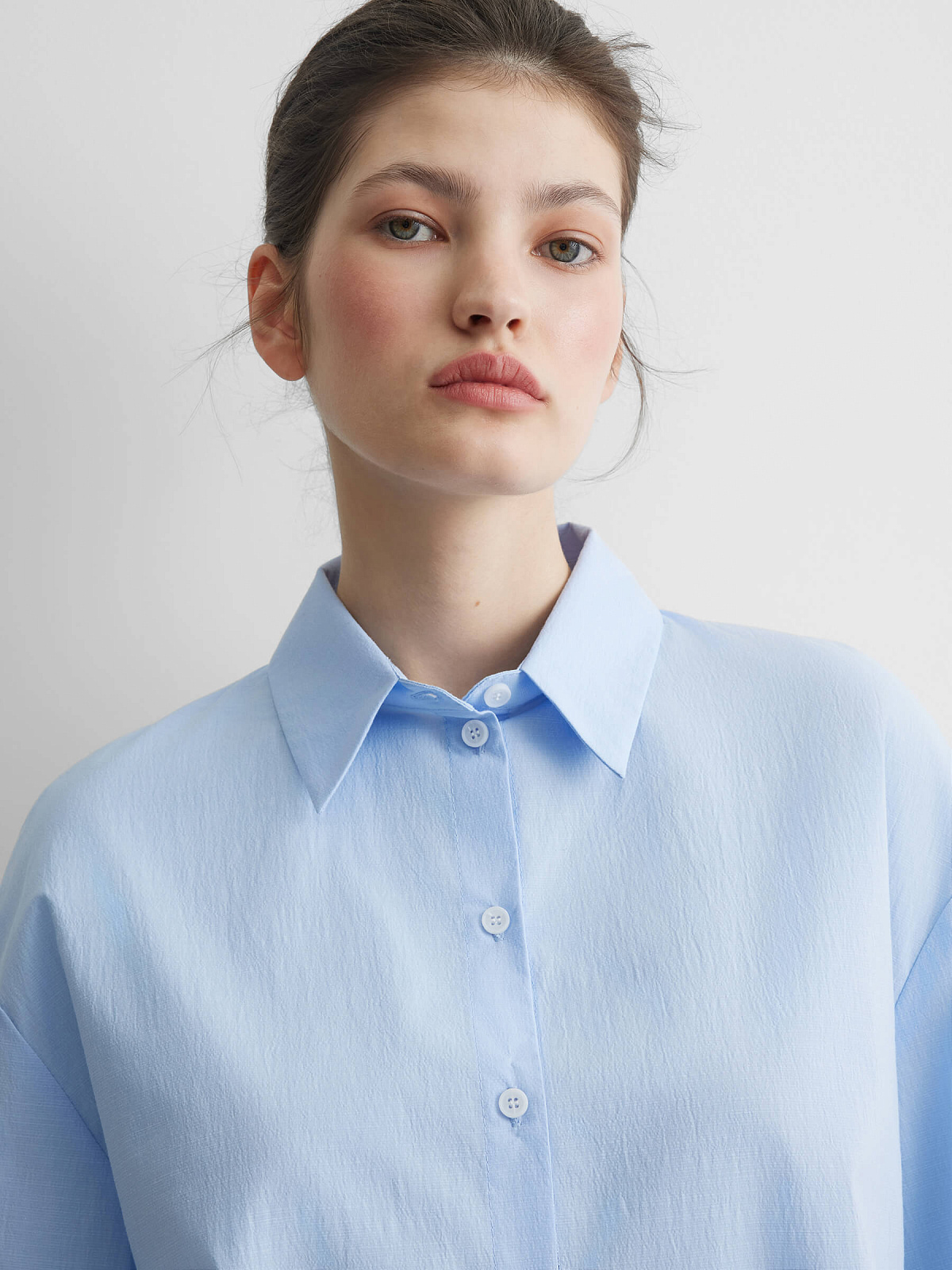 Рубашка свободного кроя 0221, голубой