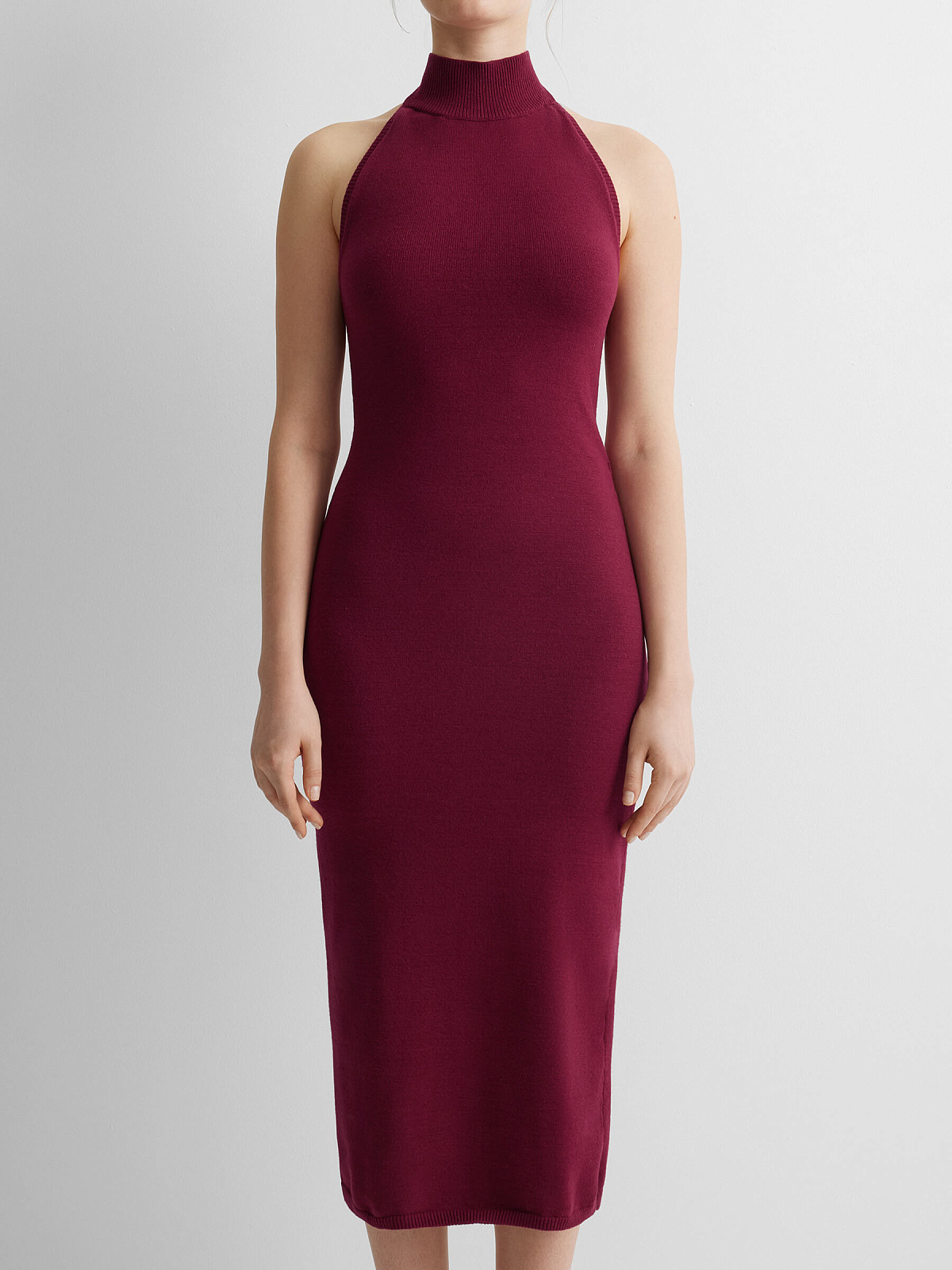 Платье макси из вискозы, бордовый