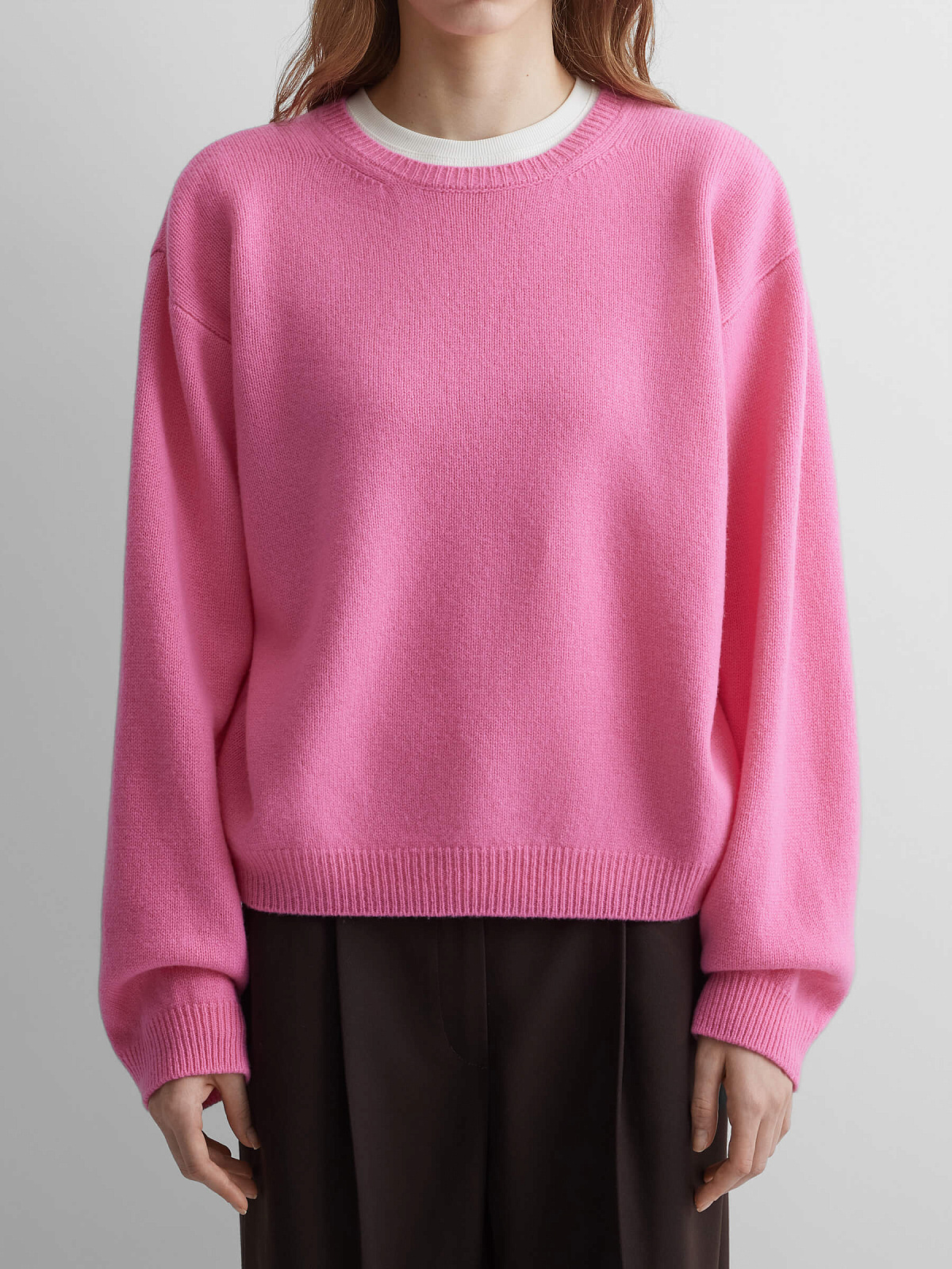 Джемпер свободного кроя из 100% мериноса, розовый