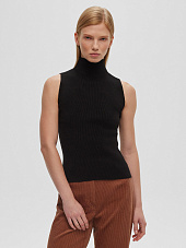Трикотажный топ с воротником стойка, черный