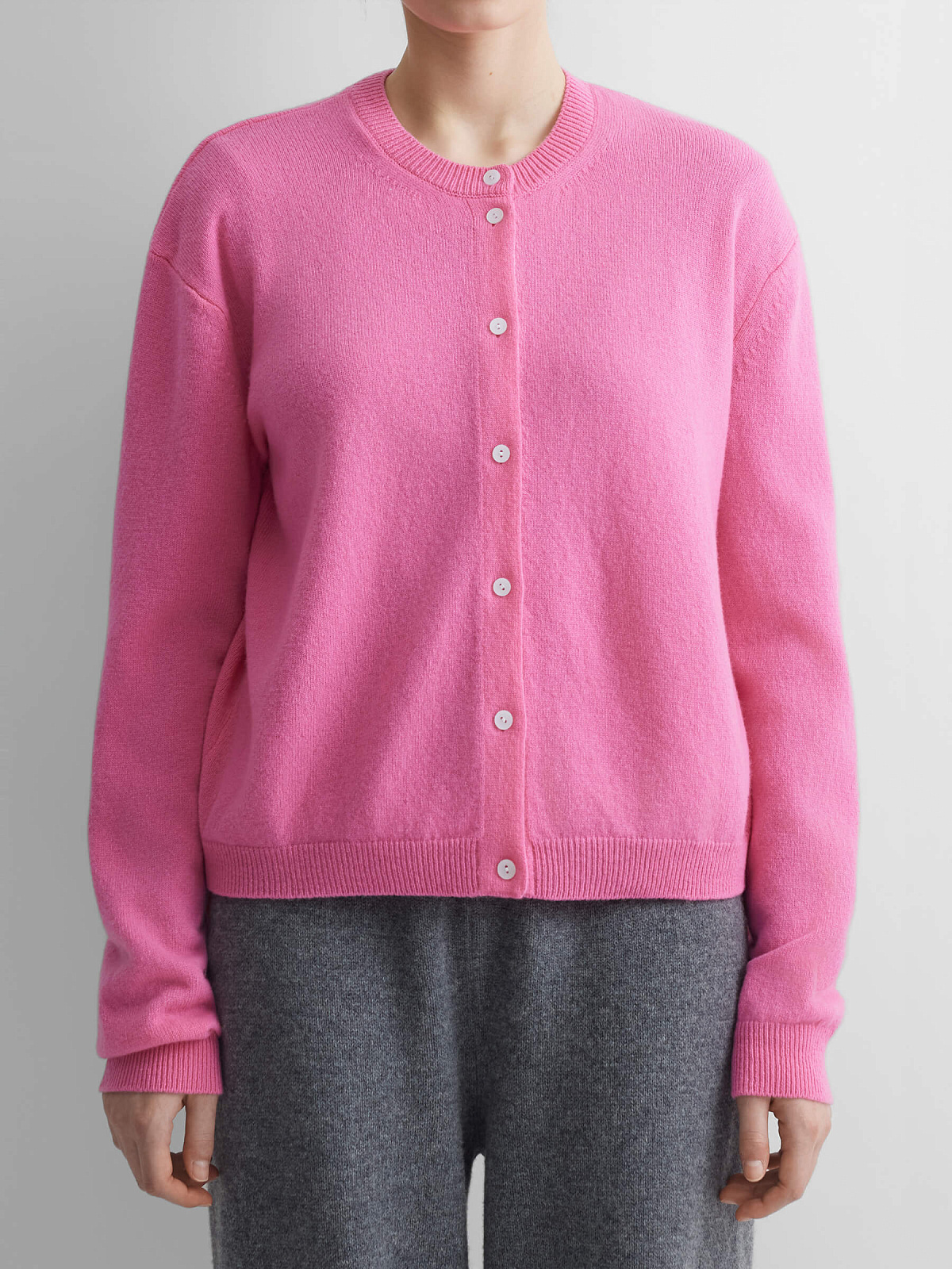 Кардиган на пуговицах из 100% мериноса, розовый