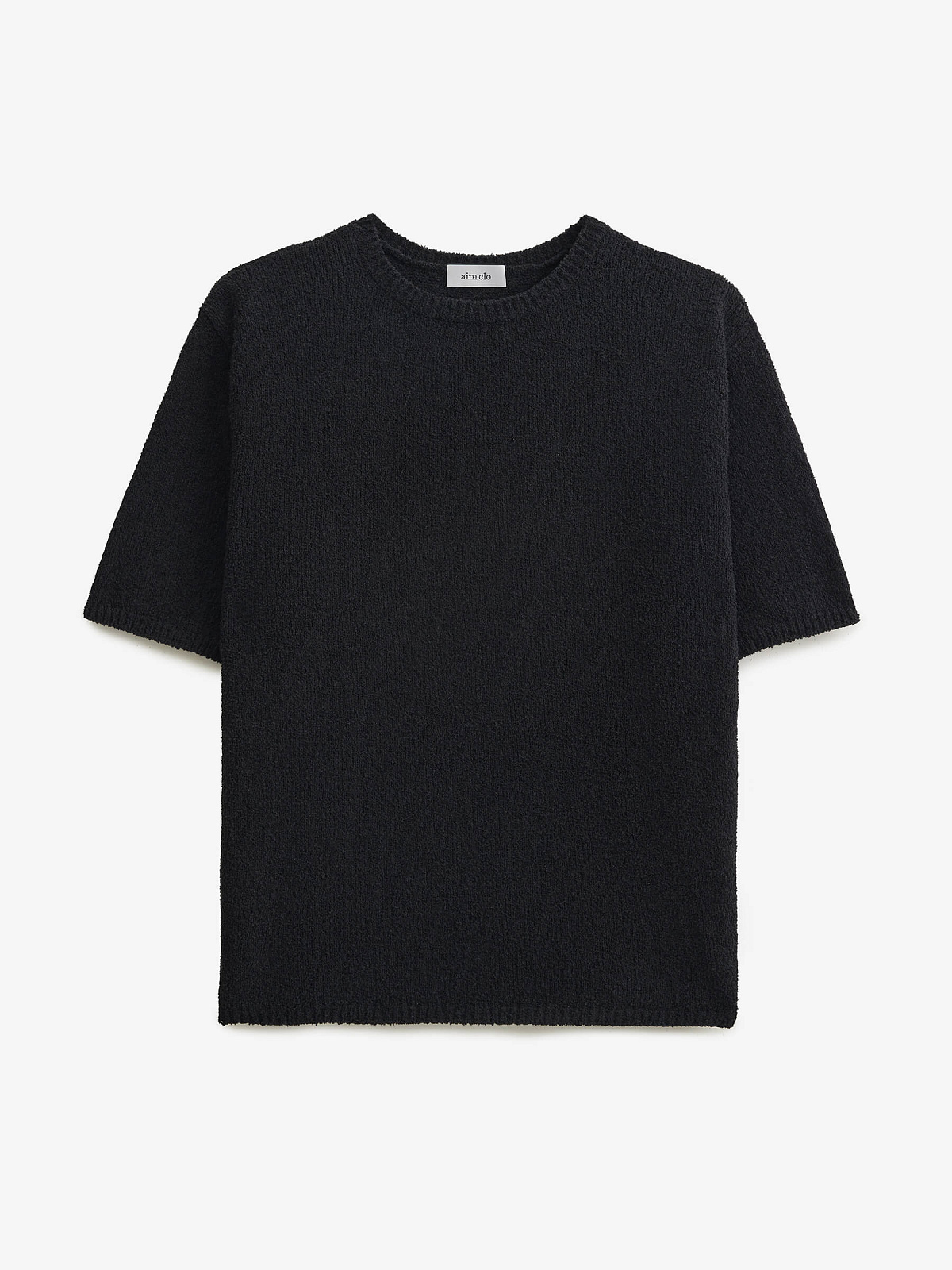 Джемпер с коротким рукавом из хлопка букле, черный