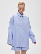 Рубашка свободного кроя в полоску 0103, светло-голубой