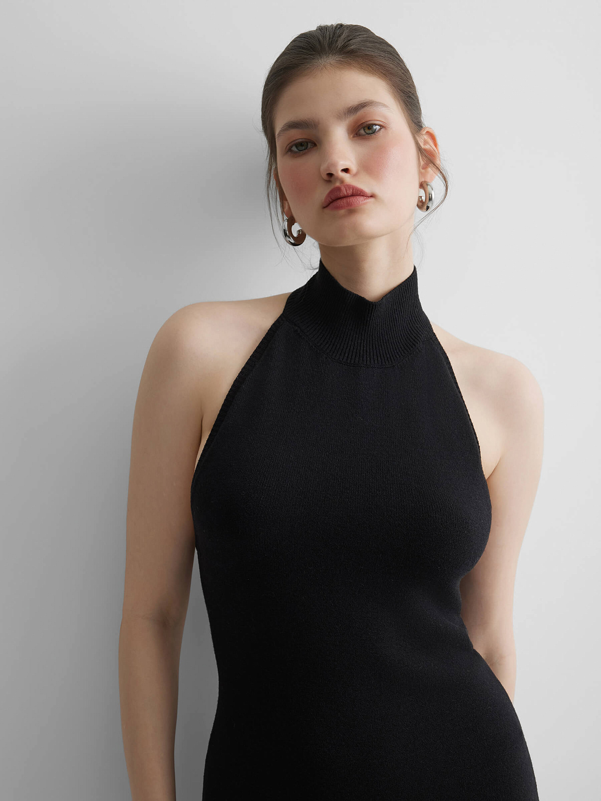 Платье макси из вискозы, черный