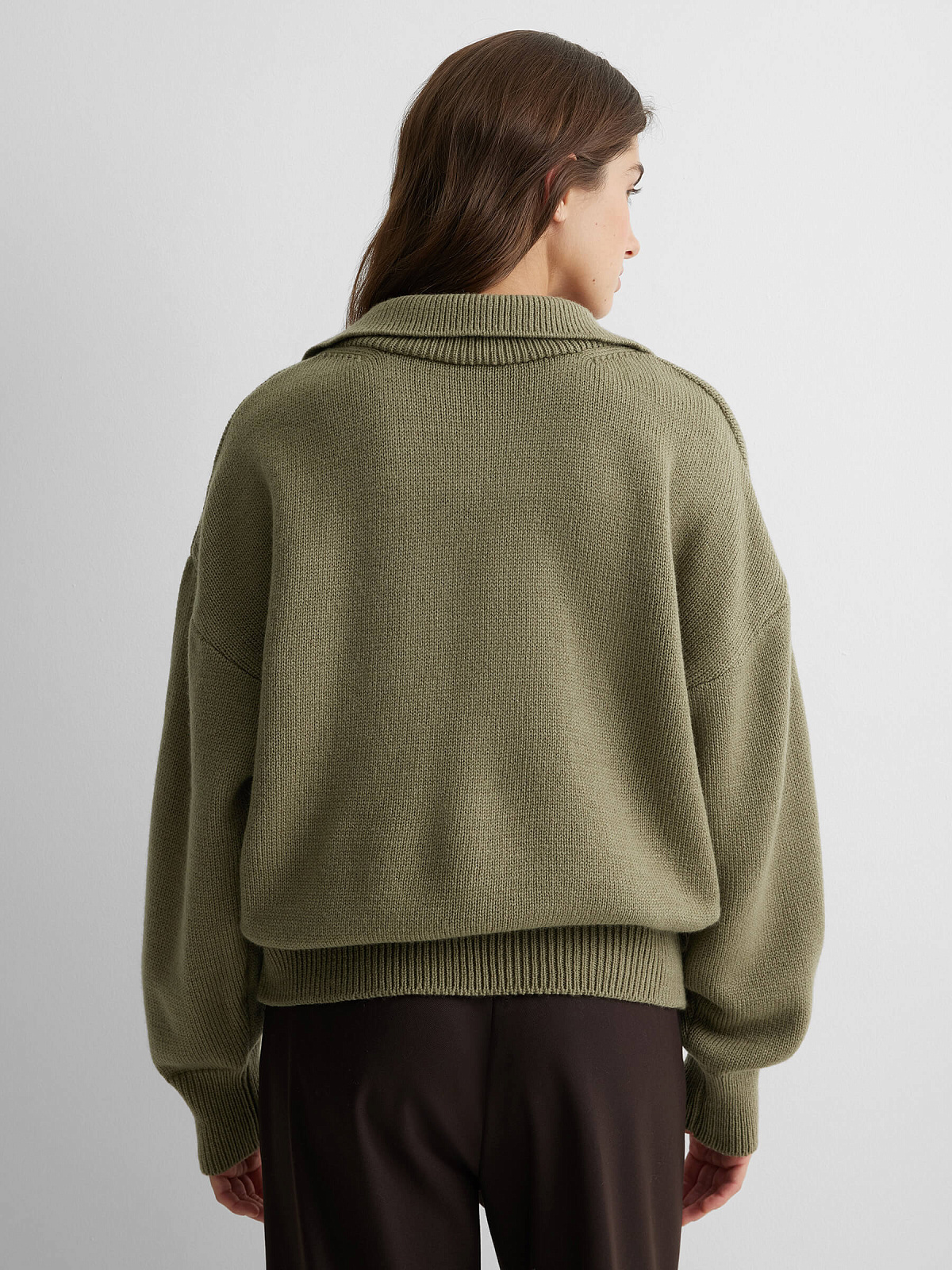 Джемпер-поло свободного кроя, светлый хаки