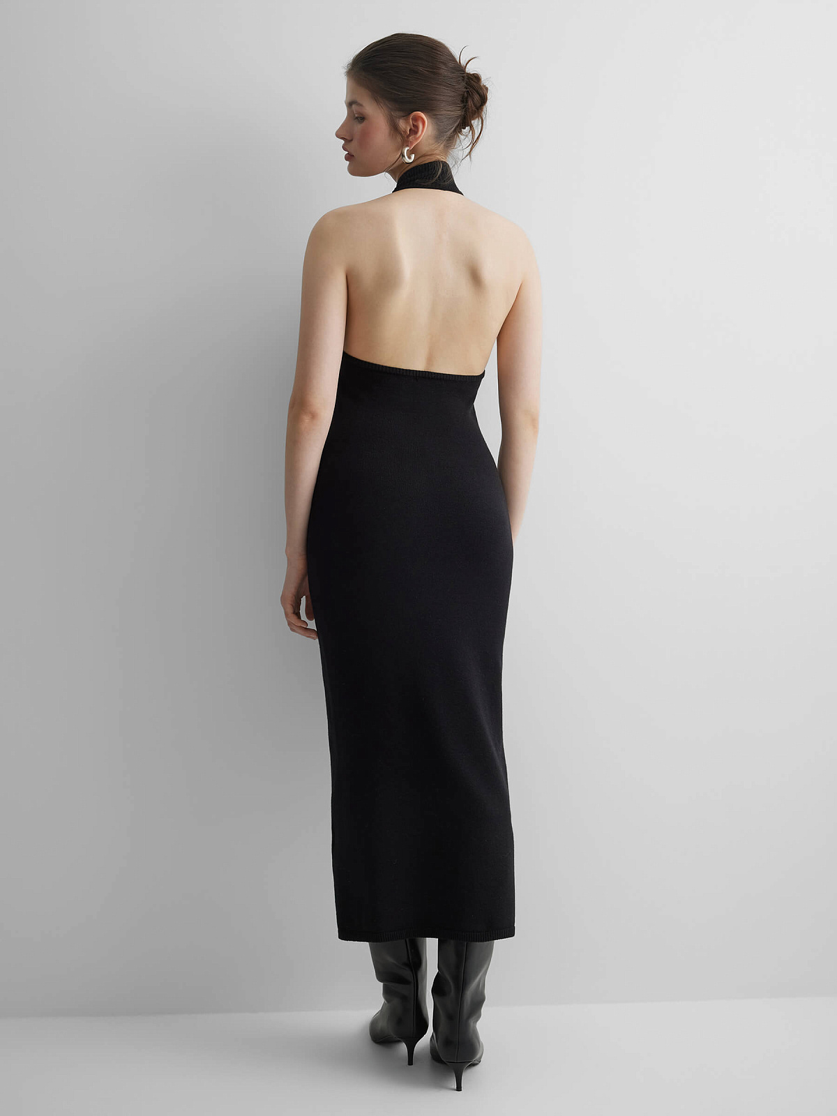 Платье макси из вискозы, черный