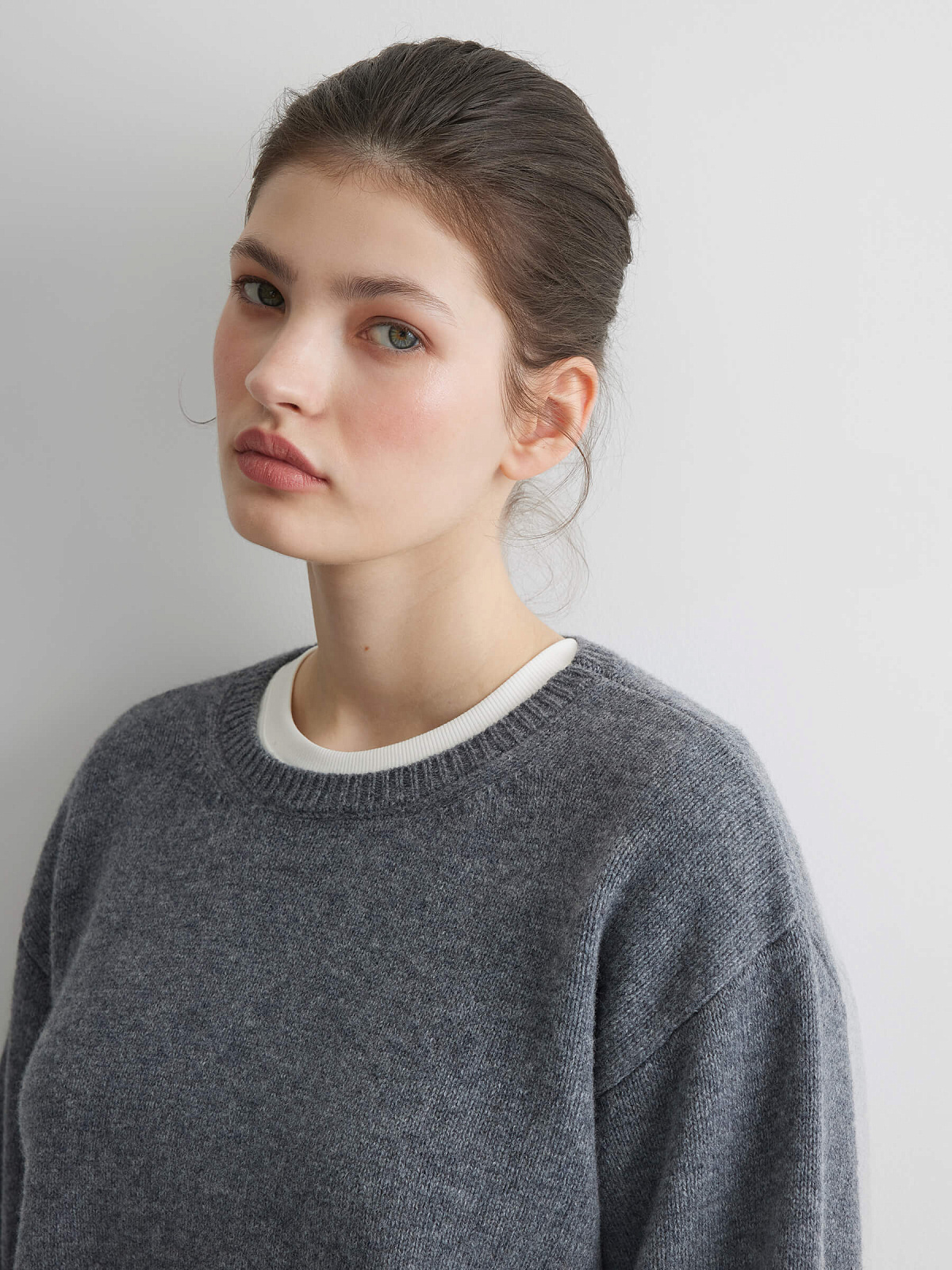 Джемпер свободного кроя из 100% мериноса, серый