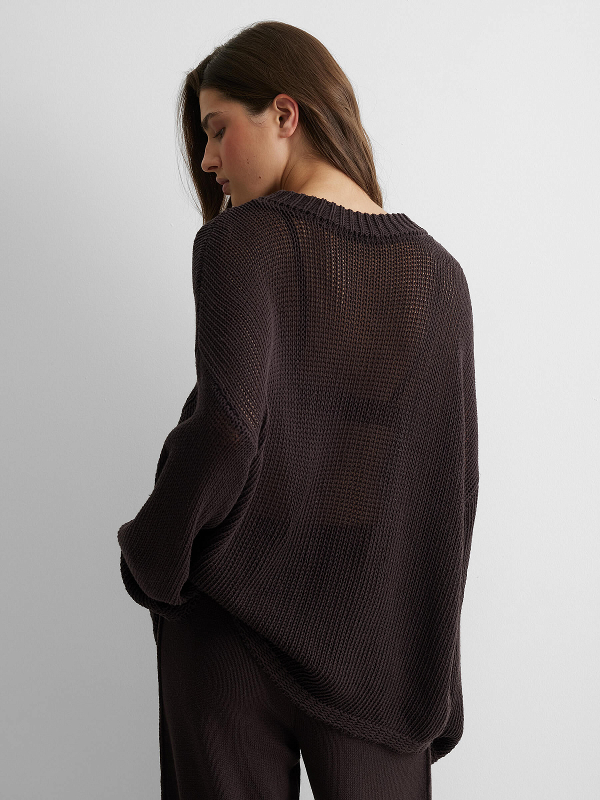 Джемпер сеточка из 100% хлопка, коричневый